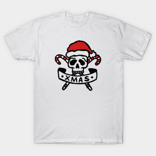 Christmas Skeleton and candys T-Shirt by Tropical Blood